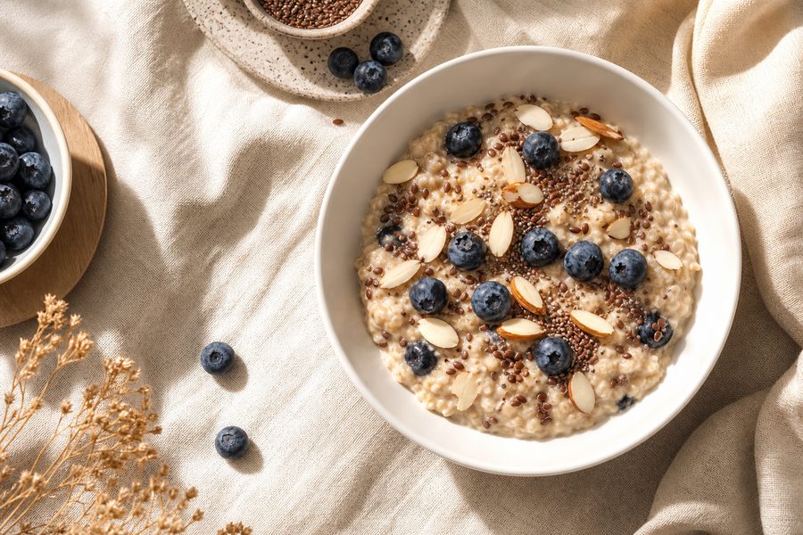Porridge aux myrtilles et graines de lin