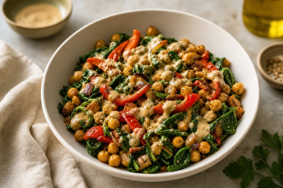 Salade de légumes rôtis et pois chiches
