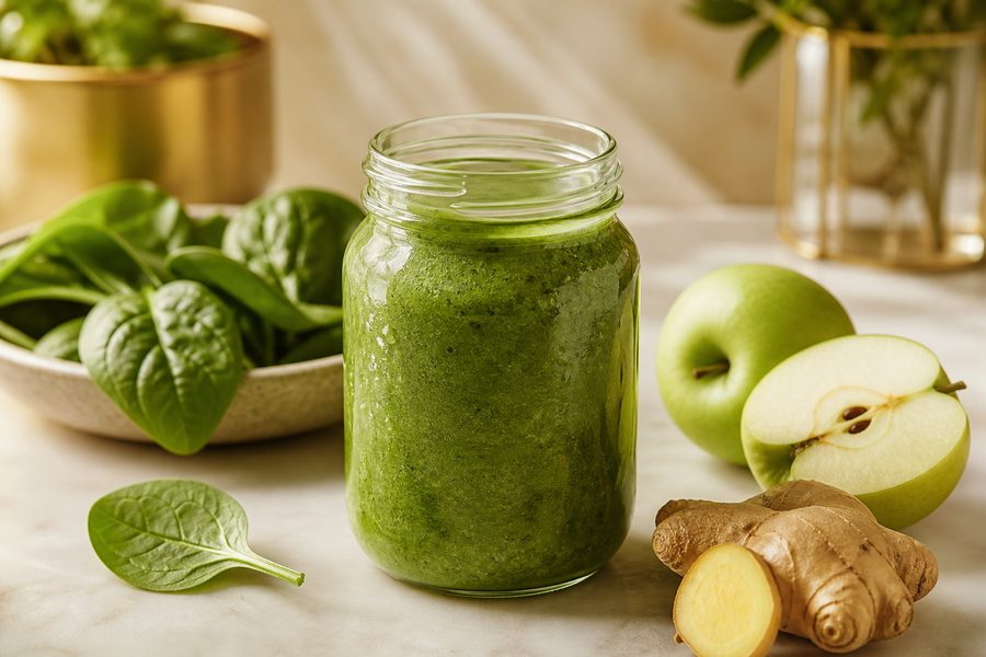 Smoothie vert épinards et gingembre
